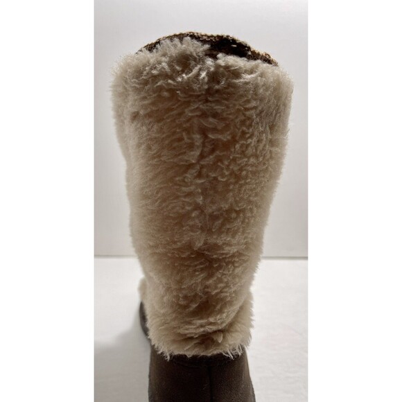 VINTAGE SNOWLAND SUEDE FAUX SHERPA FUR APRES SKI WEDGE BOOTS Size 9 MADE IN USA - Picture 12 of 16